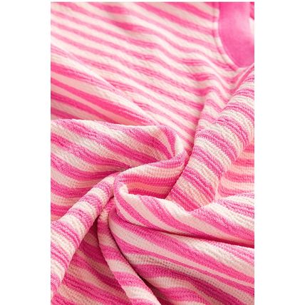 Pink Stripe Loose Drop Shoulder Long Sleeve Top