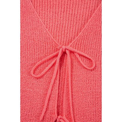 Tomato Red Lace-up Front V Neck Sweater Vest