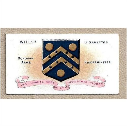 WILLS Cigarette card Borough Arms KIDDERMINSTER No.185 Fourth Series