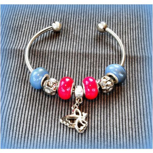 Butterfly Charm European Beads Silver Plated Bracelet Bangle Jewellery 1906