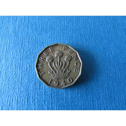1940 GEORGE VI BRASS THREEPENCE - COIN - 1 FREE POST. M