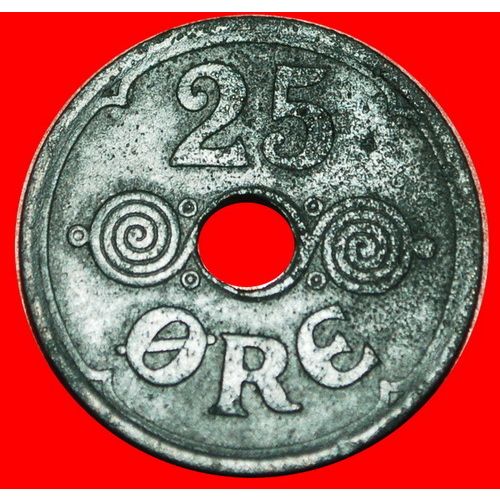 GERMAN OCCUPATION: DENMARK ★ 25 ORE 1945 CHRISTIAN X! LOW START ★ NO RESERVE!