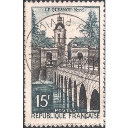 France 1957 - SG1335 - 15f black & green - Le Quesnoy - used 3