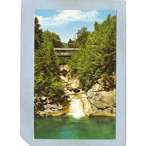 NH Franconia Notch Covered Bridge Postcard Sentinel Pine Bridge At the Flu~345