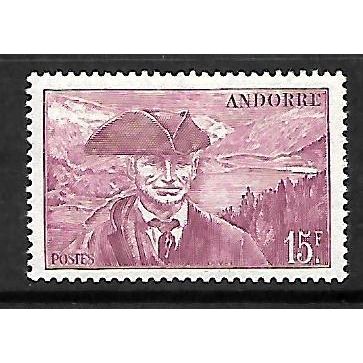 ANDORRA ( FRENCH ) 1944 15F PURPLE COUNCILLOR JAUME BONELL SG F131 M /MINT
