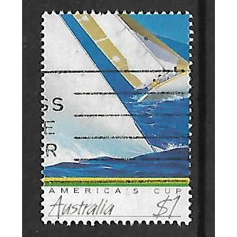 AUSTRALIA 1987 AMERICAS CUP $1 TWO YACHTS UNDER FULL SAIL SG1049 FINE USED