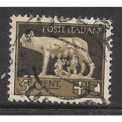 ITALY 1929 IMPERIAL SERIES RUMULUS REMUS AND WOLF 5c BROWN SG 239 FINE USED#
