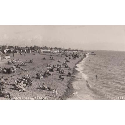 Southsea Beach Hants Antique 9424 Real Photo Postcard