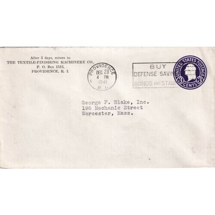 United States 1941 Textile Finishing Machinery Co.Providence RI-Worcester MASS