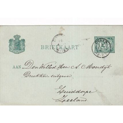Netherlands 1901 Chaam to Zeeland 2.5c postal card Chaam cancel written VGC