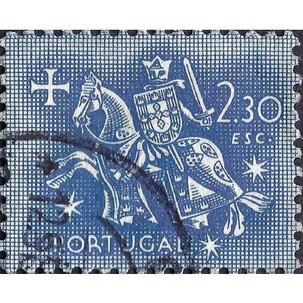 PORTUGAL, King Dinis, horseback, blue 1953, 2.30Esc, #3