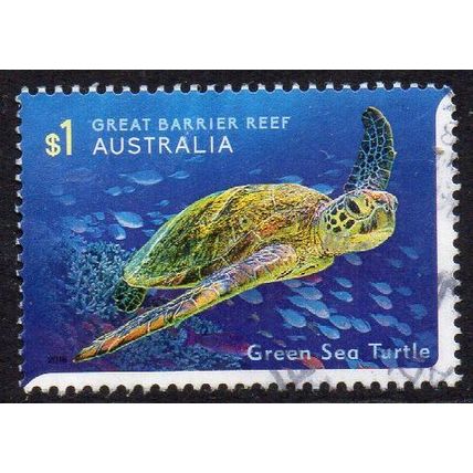 Australia 2018 Reef Safari - Green Sea Turtle $1 Sheet Used