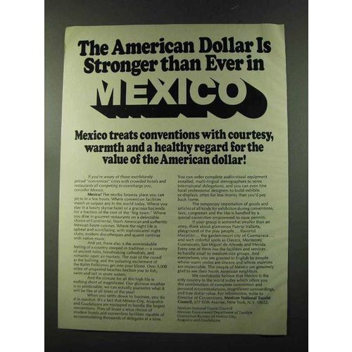 1973 Mexico Tourism Ad - American Dollar is Stronger