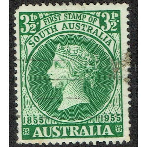 Australia 1955 Centenary 1st South Australia Stamp 3 ½d Green SG288 GU