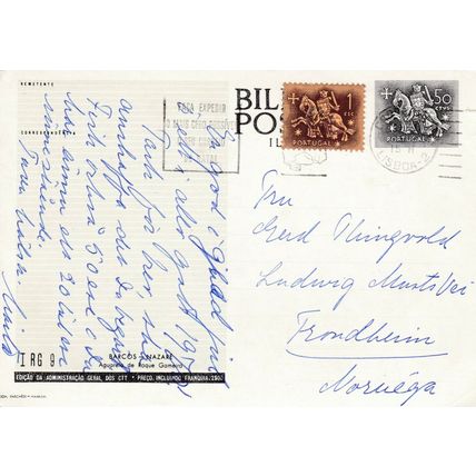 Roque Gameiro Barcos Nazare Postcard posted 1970 VGC