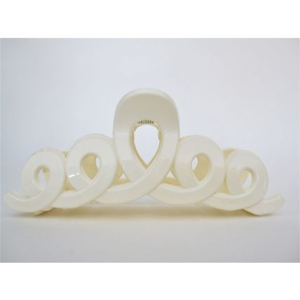 Large creme white looped hair claw clip