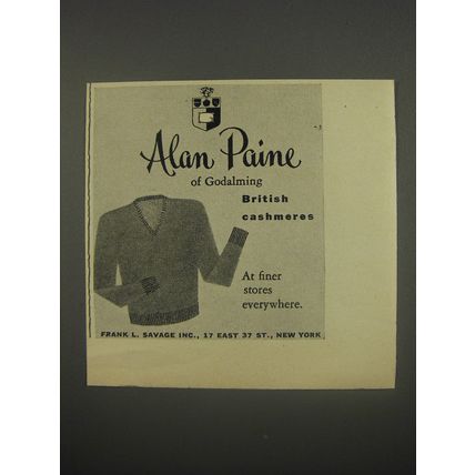 1956 Alan Paine Sweaters Ad - Alan Paine of Godalming British Cashmeres
