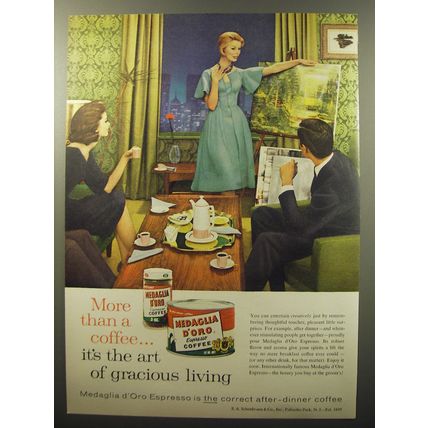 1960 Medaglia D'Oro Coffee Ad - It's the art of gracious living
