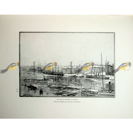 Port Of Stockholm In Winter, Sweden, Ruffe/Wahlberg, Book Illustration, 1892