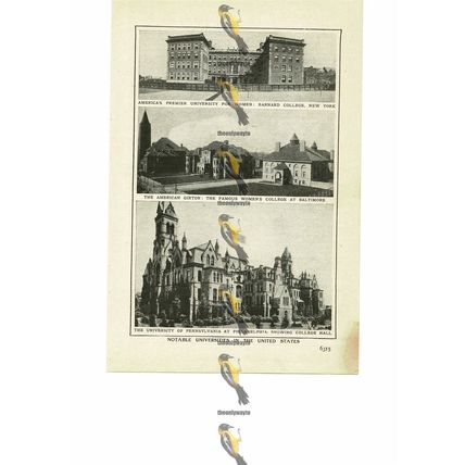 Universities, Barnard College, Baltimore & Penn, USA, Book Illustration, 1909