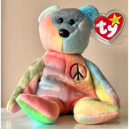 Peace (Tie Dyed) Bear 9" TY Beanie Baby Stuffed Animal Toy Retired