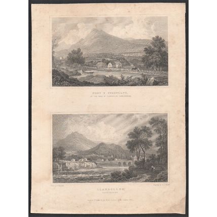 LLANGOLLEN 1831 Henry Gastineau - John Charles Varrall ANTIQUE ENGRAVING