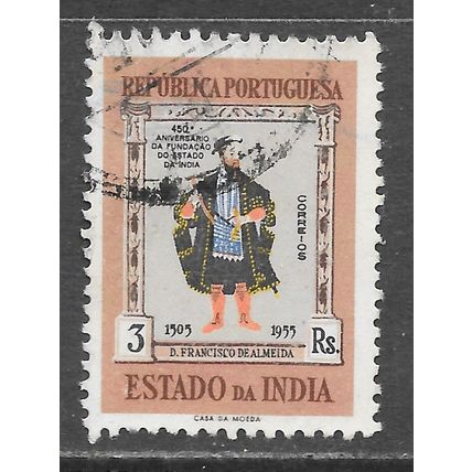 PORTUGAL PORTUGUESE INDIA 1956 450 YEARS FOUNDING DEALMEIDA 3R USED