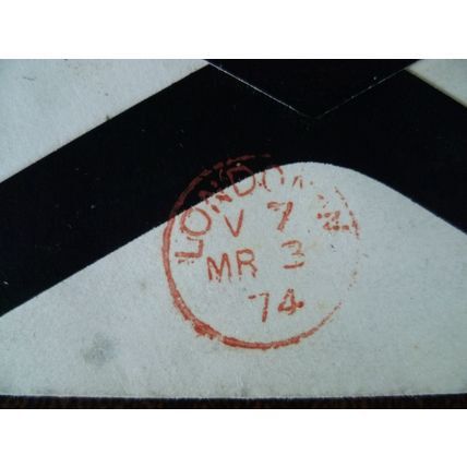1874 GB QV 1d Red stamp plate no 171 JB duplex mourning cover Old Burlington St