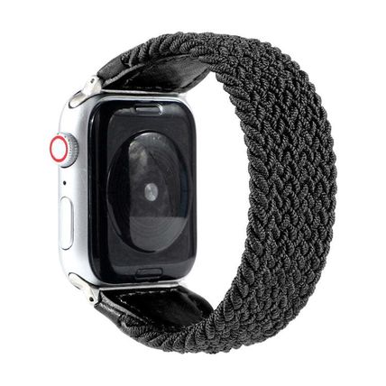 Nylon + Leather Braided Watchband For Apple Watch Series 6 & SE & 5 & 4 44mm / 3