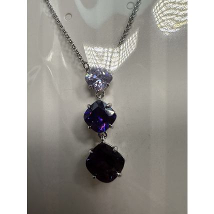 Bomb Party Necklace 18" RBP Brilliant Purple Drop Necklace Rhodium P