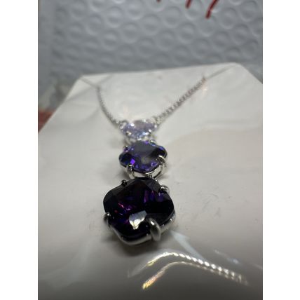 Bomb Party Necklace 18" RBP Brilliant Purple Drop Necklace Rhodium P