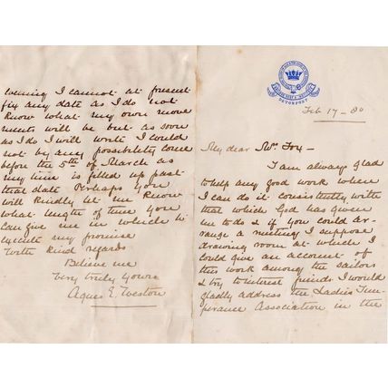 Dame Agnes Weston Sailors Rest Institute Founder Victorian Hand Written Signed L