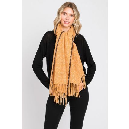Textured Solid Fringe Scarf