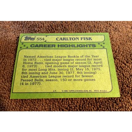 1982 Topps Carlton Fisk 554 All Star Catcher EX/MT Shape HOF No Creases (CJ)