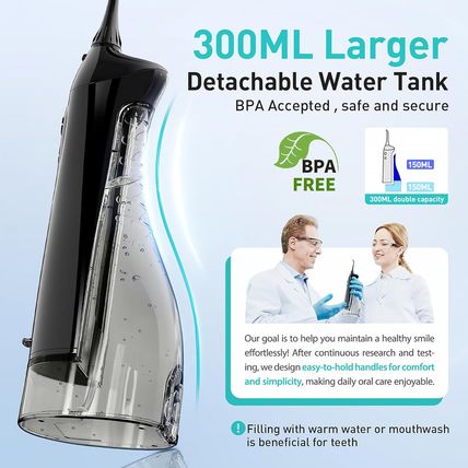 COSLUS Water Dental Flosser Teeth Pick: Portable Cordless Oral Irrigator 300ML R