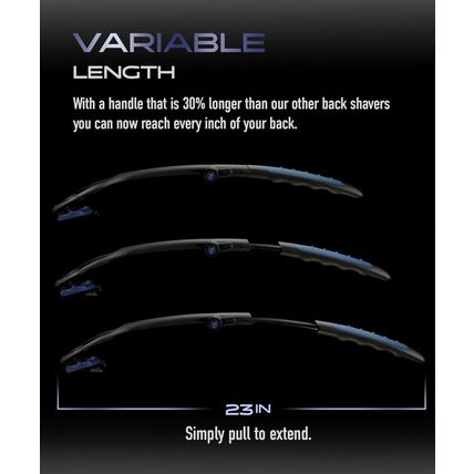 Bakblade 3.0 Stealth - Back Shaver for Men, Extra Long 23" Ergonomic Handle for