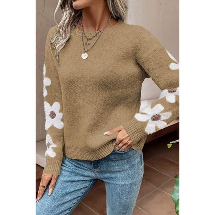 Jet Stream Flower Sleeve Drop Shoulder Sweater