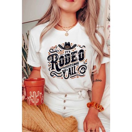 White ITS RODEO TIME YALL Western Graphic T Shirt