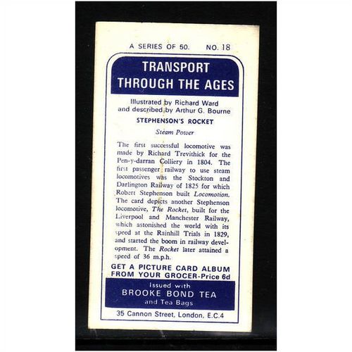 Brook Bond TRANSPORT THROUGH THE AGES No 18 Stephenson's Rocket Mint