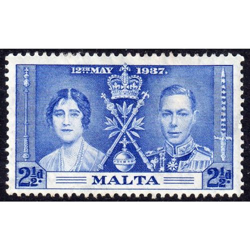 1937 MALTA Sg216 21/2d BLUE M/MINT (G12)