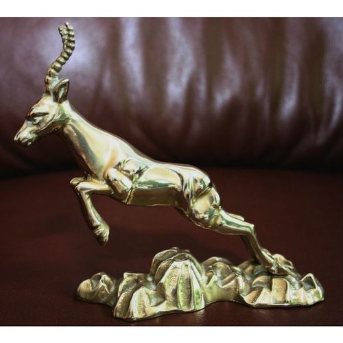 Vintage Brass Stag Deer on a Stand