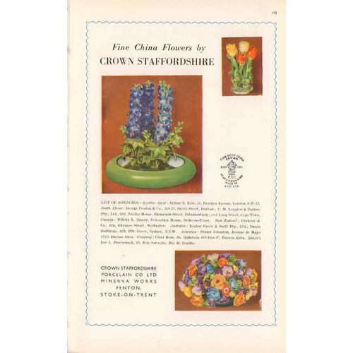 crown staffordshire porcelain company ltd 1947 china flower vintage ad