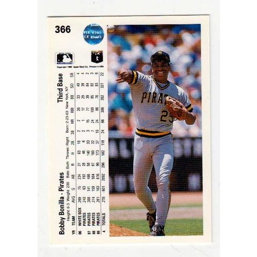 1990 Upper Deck Bobby Bonilla baseball card #366 – Pirates