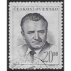 Mi 555: 20 Kč deep blue-violet Definitive Stamp: President Klement Gottwald