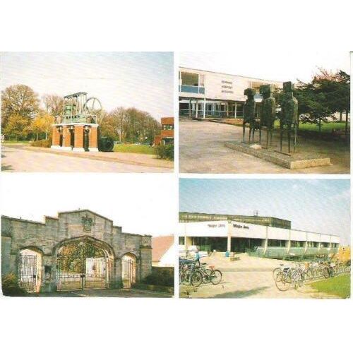 Loughborough, Leicestershire - beam engine, Library, Watchers - postcard 1992