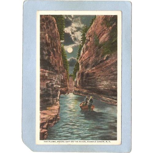 New York Ausable Chasm The Flume Moonlight On The River ny_box5~1490