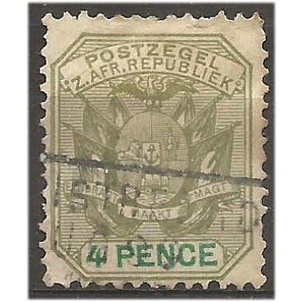Transvaal 1897 SG221 4d Sage-Green & Green Good/Fine Used . .. .