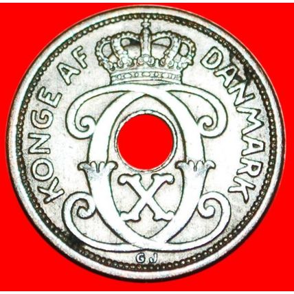 Ⰶ HOLE (1927-1940):DENMARK★1 ORE 1928 CHRISTIAN X 1912-1947★LOW START★NO RESERVE