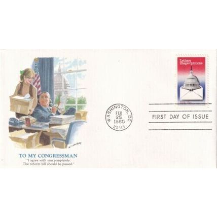 United States 1980 To my Congressman Fleetwood FDC Washington DC cancel VGC