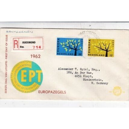 Netherlands 1962 Europa Registered FDC Special Cancel typed VGC